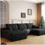 Ensemble de canapé de 107 pouces avec 1 repose-pieds, canapé en tissu simple et moderne, canapé en forme de U confortable, convient au salon, canapé d'angle à siège profond, aucun assemblage requis, noir (tissu en flanelle douce)-1655128460-1655128461-1655128462