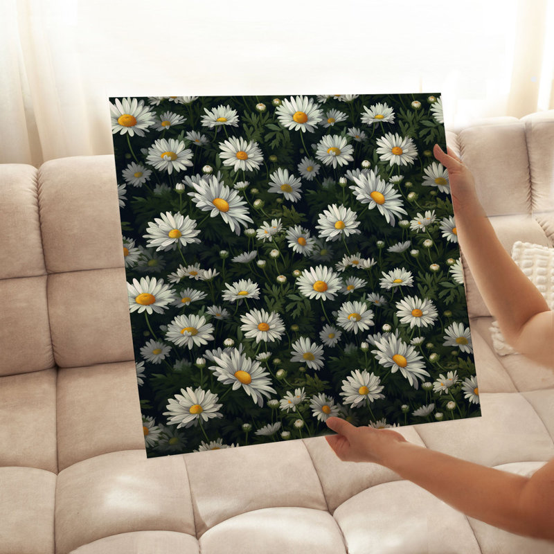 Motif floral de marguerites florales, impression d'art moderne moderne sans cadre, H 14 po x l 14 po