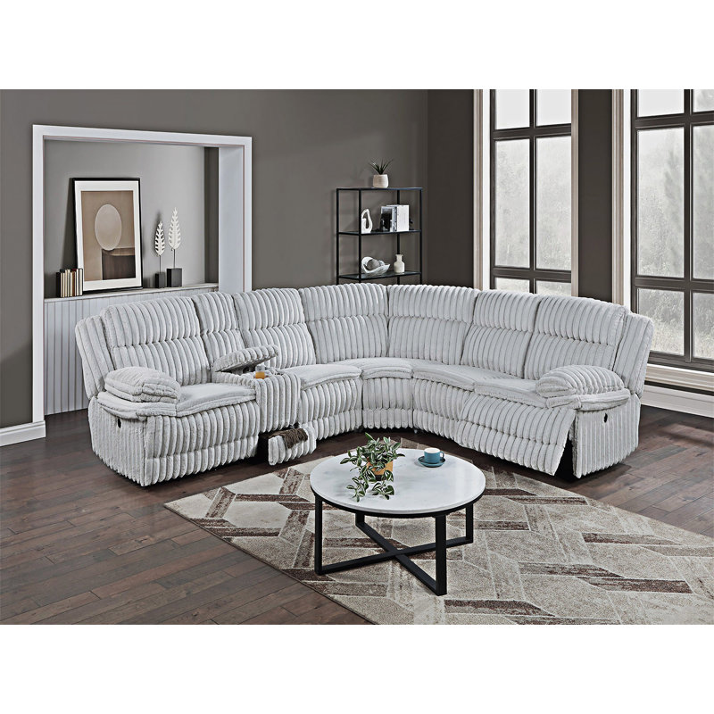 Canapé modulaire inclinable avec porte-gobelet Motion, Gris clair