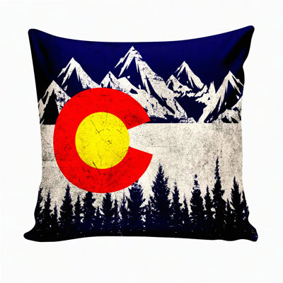 Vintage Colorado Mountain Flag Throw Pillow Cover - State Flag Decorative Cushion Case - CO State Flag Home Decor Accent