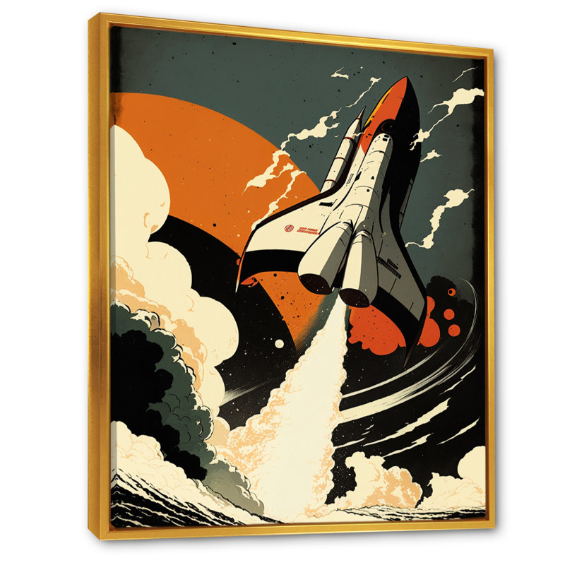 " Space Shuttle ", 34" W x 44" H, Gold Floater Framed