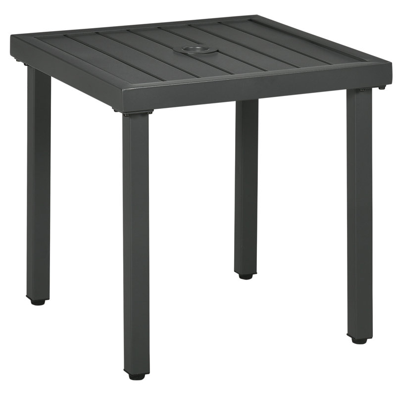 Kishaan Garden Side Table 51x51cm Square CoffeeTable Umbrella Hole Grey