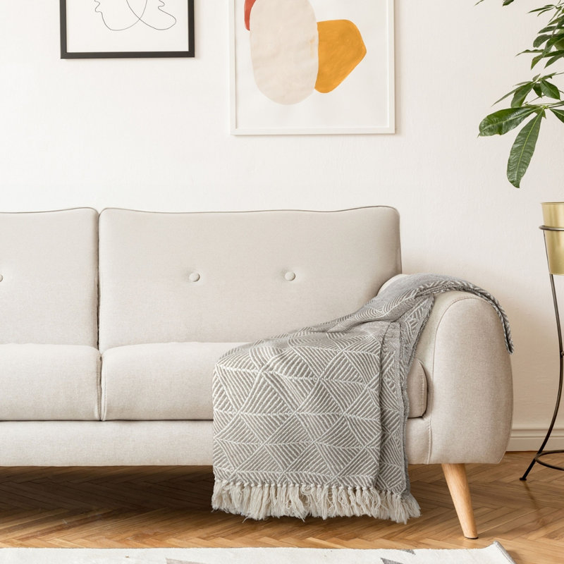  Zahra Blanket/Throw For Sofa Chair Bed Ochre, 254cm x 178cm, Beige
