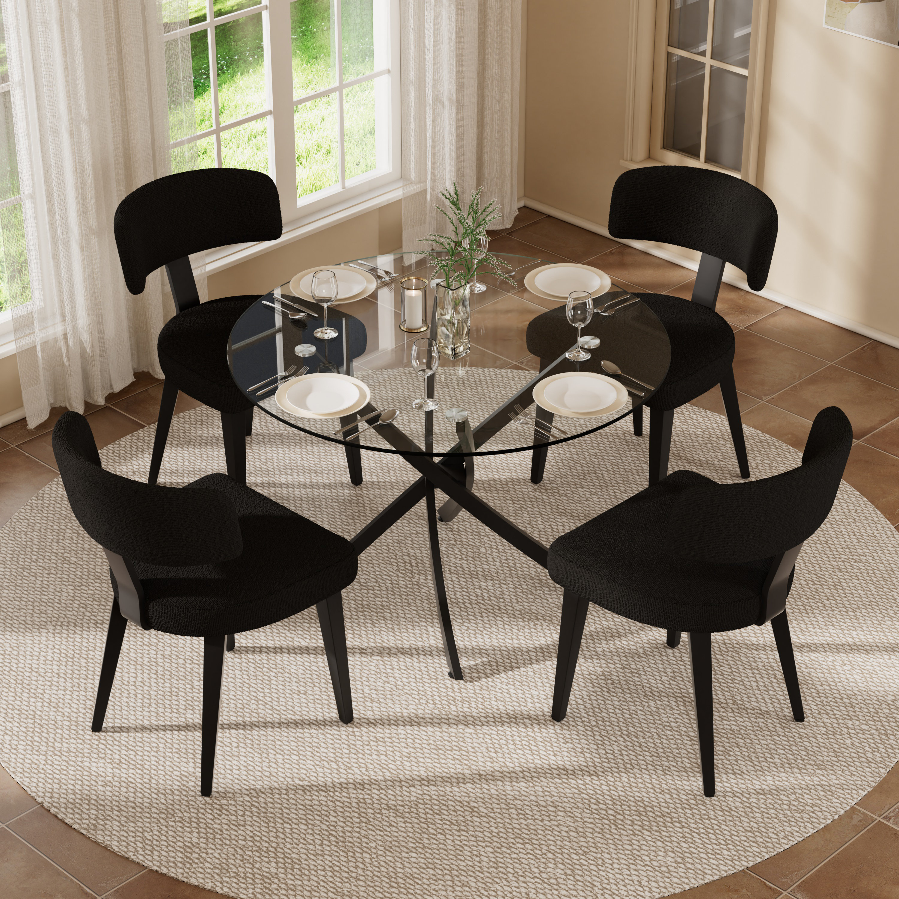 George Oliver 5-Piece Round Glass Dining Table Sets - Wayfair Canada