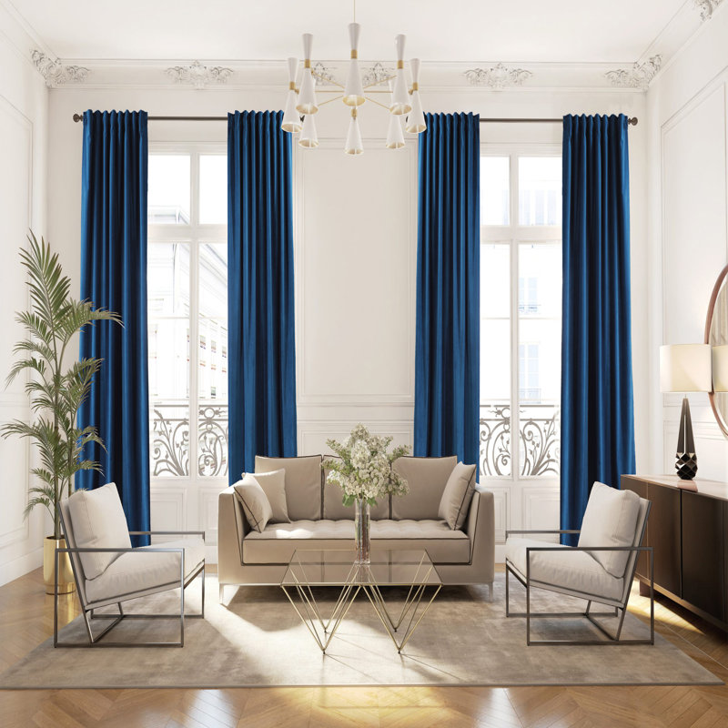 Decorative Double Panel in Matt, Extra Wide X Extra Long, L 52 po x L 72 po, 45 bleu marine