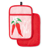 Kate Spade New York Hot Peppers Pot Holder Set, 7"x10", Red