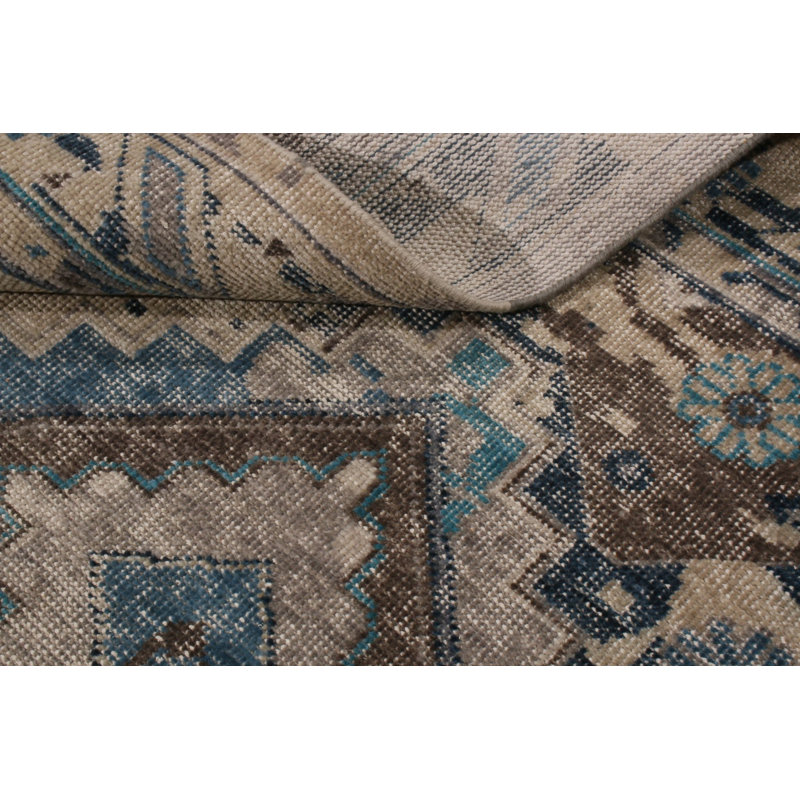 Distressed Homage Handmade Kilim Wool Geometric Area Rug, Rectangle 6' x 9'