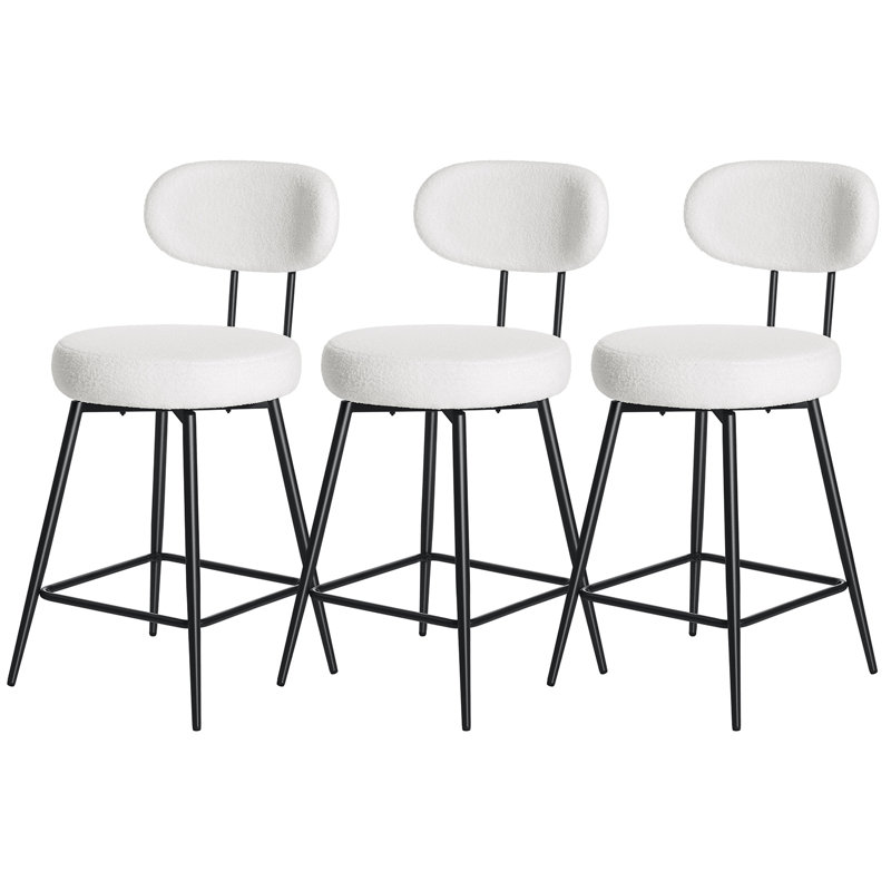 26" H Swivel Bar Stools Counter Height Bar Stools with Adjustable Foot Pads, 3, White
