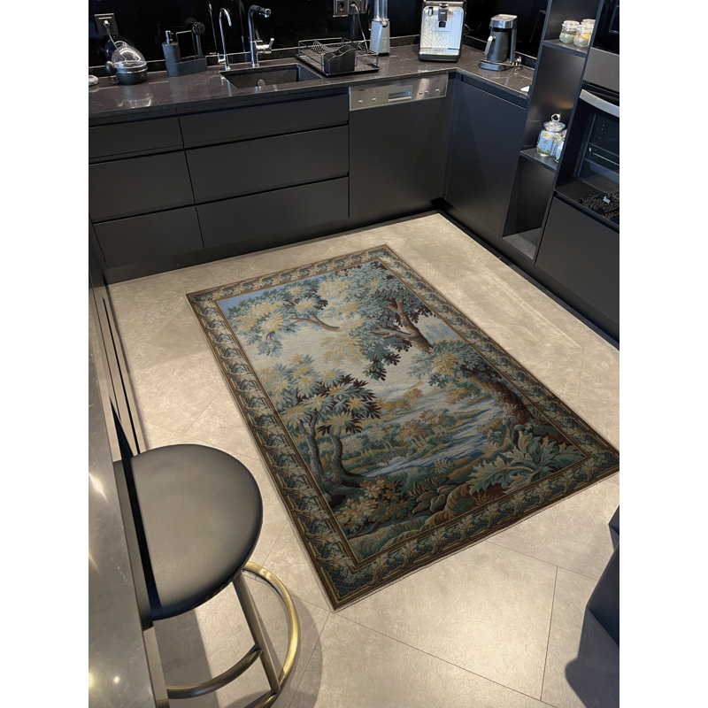 Tapis multicolore Gobelin, Rectangle 4 pi 11,06 po x 9 pi 10,11 po