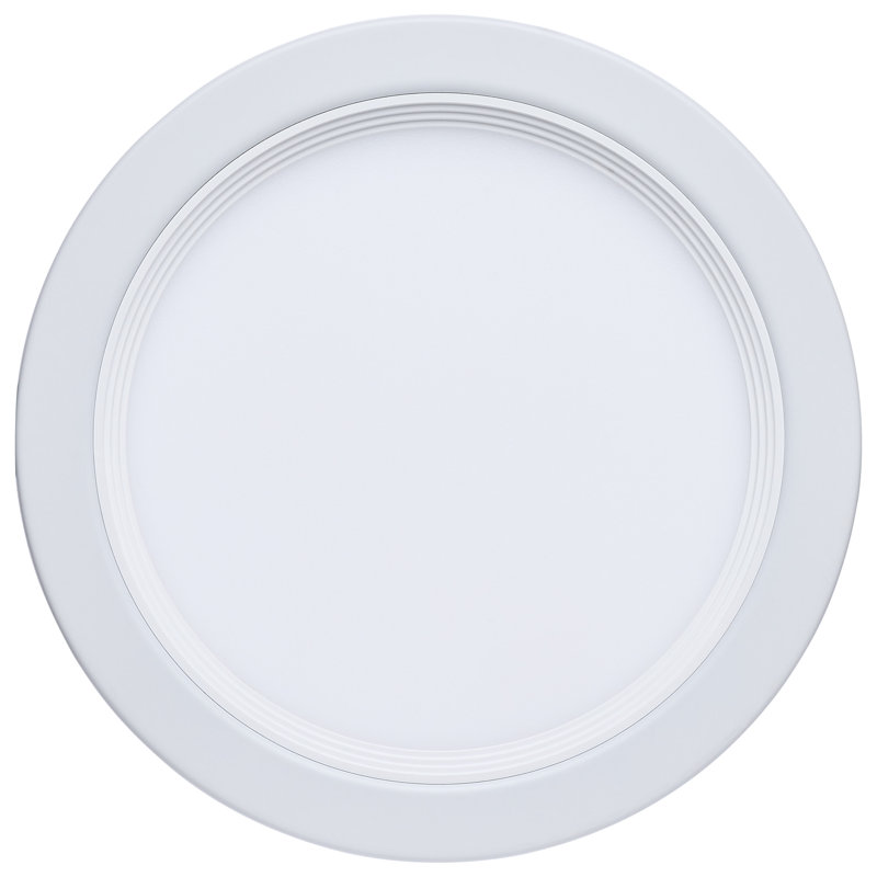 13 Watt LED Fire Rated 6 Inch Direct Wire Slim Fit Step Baffle Downlight Round Shape White Finish CCT Selectable 120 Volts Dimmable
