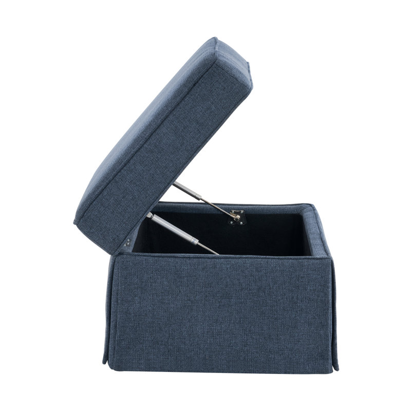 Repose-pieds de rangement rembourré surdimensionné à jupe, Bleu très foncé
