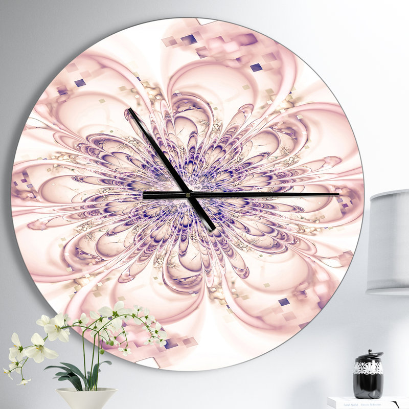 Horloge murale moderne pleine floraison rose, Moyen