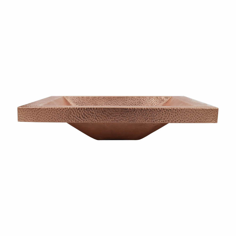 Hana Antique Copper Metal Rectangular Drop-in Bathroom Sink, Polished Copper