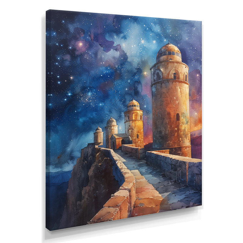 Bleu, jaune, étoile, sanctuaire, observatoire, art mural, Canevas, H 12 po x l 20 po x P 1 po