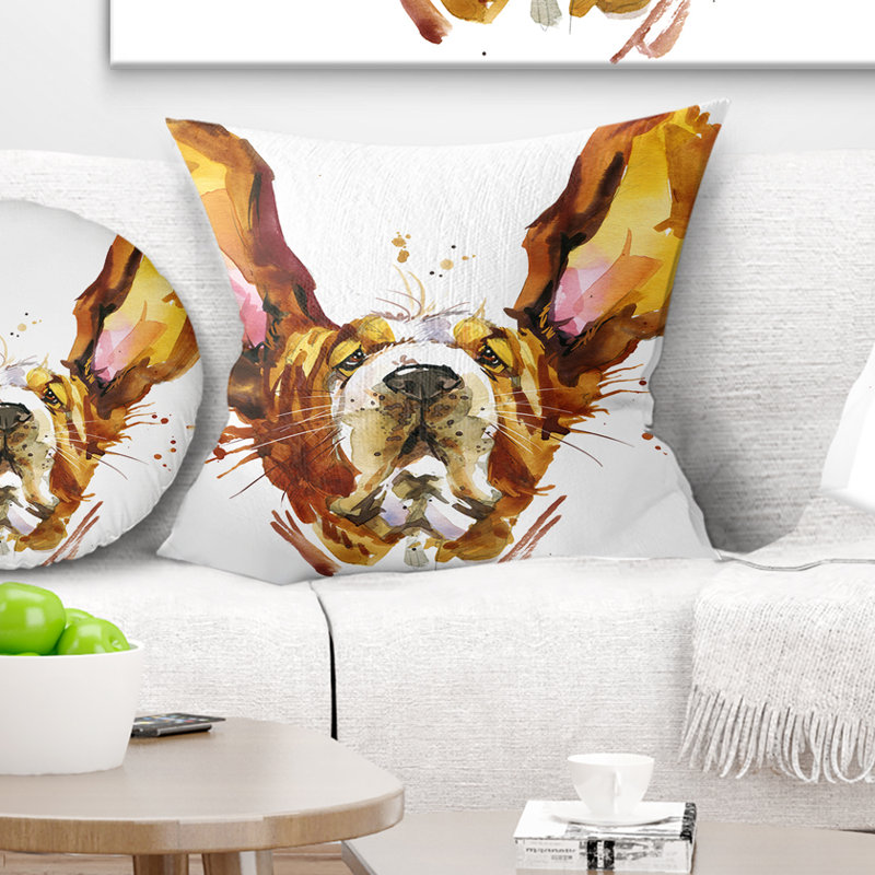 Drôle de basset de chien brun - coussin imprimé animal, 16 po x 1 po, Coussin décoratif
