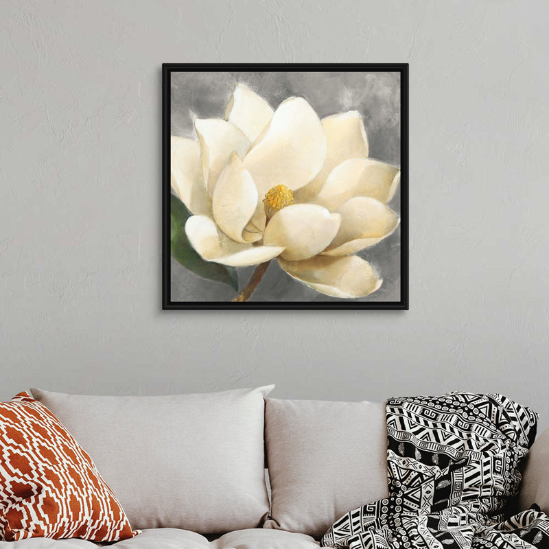 Art mural sur toile Magnolia Blossom, Cadre noir, H 30 po x l 30 po x P 1,25 po