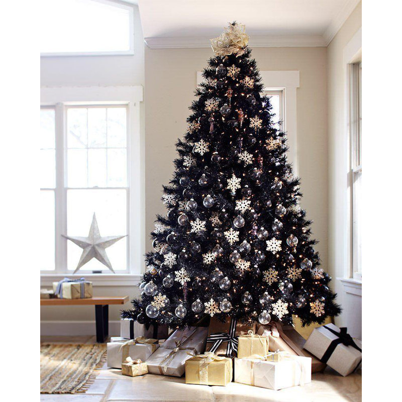 Black Alaskan Pine Christmas Tree - Full & Bushy Artificial Tree with Flame-Resistant PVC and Metal Stand, 12 ft.
