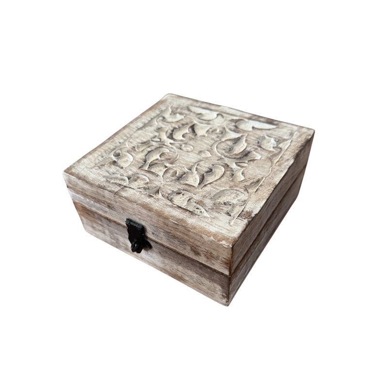 Dragons Breath Carved Box-White Wash