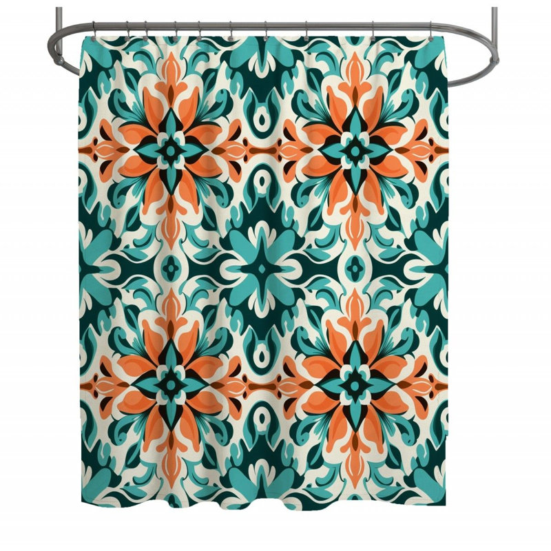 Rideau de douche décoratif - Décoration de salle de bain baroque, H 93 po x l 70 po