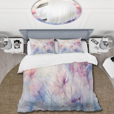 Ensemble de housse de couette en microfibre / polyester mauve Dreamy Florals II
