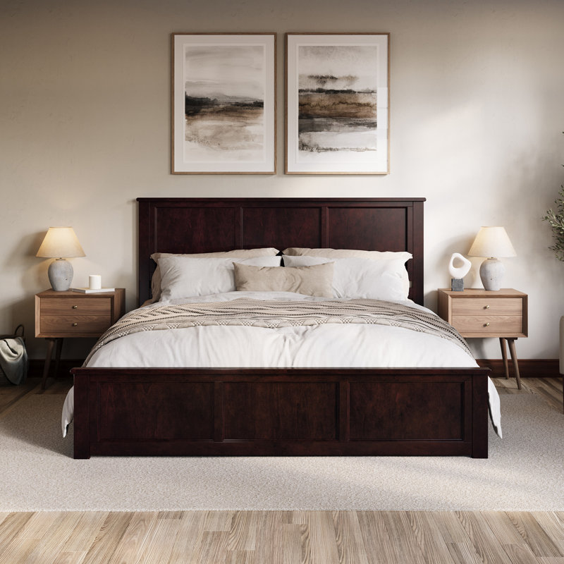 Patillo Solid Wood Low Profile Bed with Matching Footboard, Espresso, King
