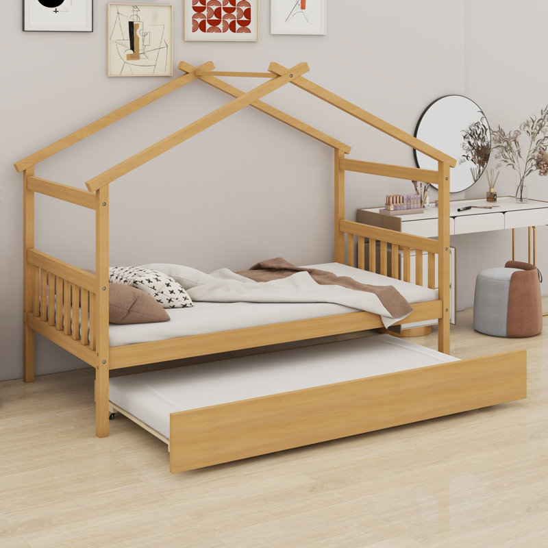 Lit House avec lit gigogne, Naturel