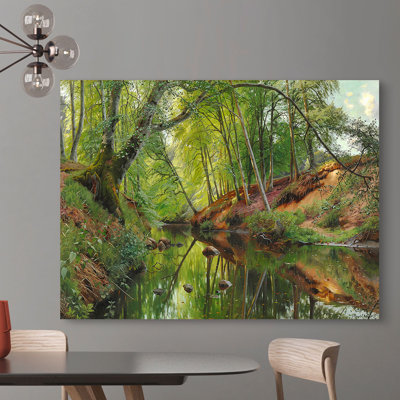 A Stream In The Forest by Peder Mørk Mønsted - Wrapped Canvas Art Prints