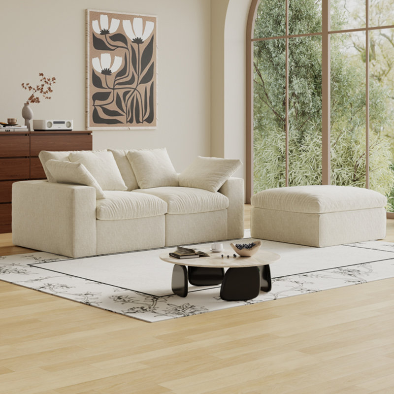Canapé modulaire modulaire, 3 sièges, canapé modulaire compressé de style minimaliste moderne, canapé-lit pour le salon, canapé confortable avec canapé et repose-pieds, blanc