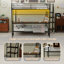 Lit superposé double au-dessus d'un lit double avec bureau intégré et éclairage à DEL - conception loft peu encombrante pour les enfants et les adolescents, cadre robuste, assemblage facile, parfait pour les chambres à coucher et les dortoirs NOIR