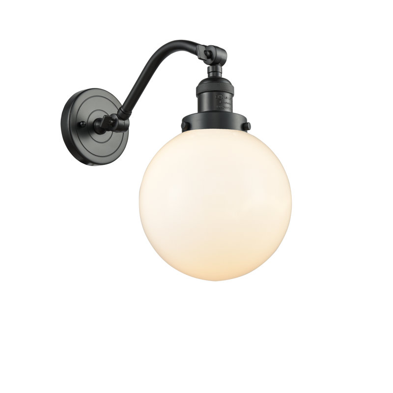 Clementina Armed Sconce, Matte White Cased, Incandescent, Brushed Satin Nickel