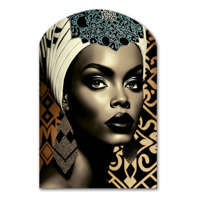 «Classy Portrait of Elegant African Lady X» - art mural asymétrique en forme d'arche afro-américaine