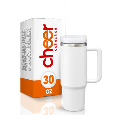 Cheer Collection 30 fl. oz. Double Wall Insulated Plastic and Stainless Steel Travel Tumbler with