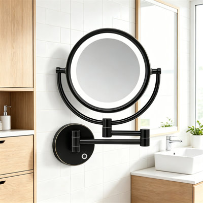 Makeup Mirror, Plug-In Magnifying Makeup Mirror With 3-Color LED Lights, Double-Sided Bathroom Vanity Mirror (10X Magnification)
