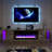 Fireplace Tv Stand With 36" Electric Fireplace, 70" Modern Wood Grain High-gloss Tv Cabinet For Living Room, Led Entertainment Center With Flip-down Doors For Tvs Up To 70"-1763033201