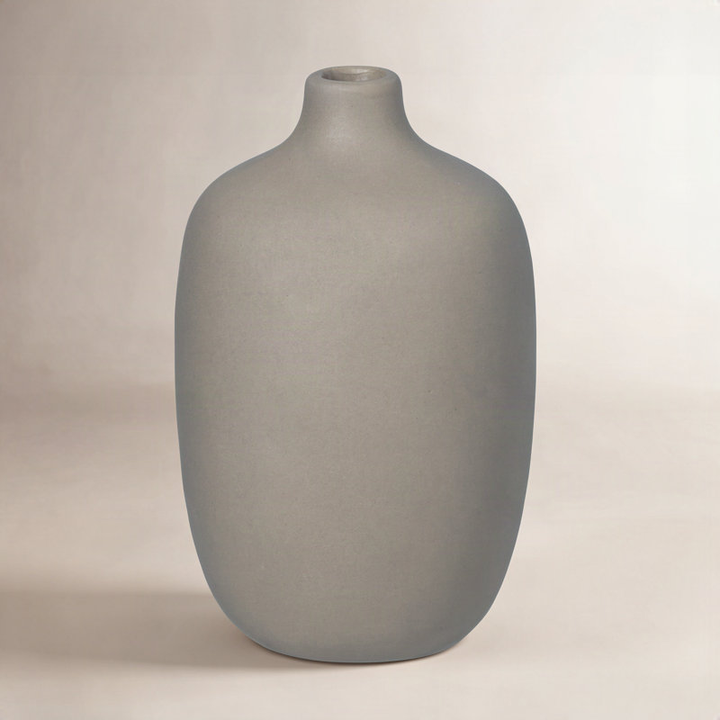 CEOLA Ceramic Table Vase 10'', 5.1" H x 3.2" W x 3.2" D, Satellite Taupe