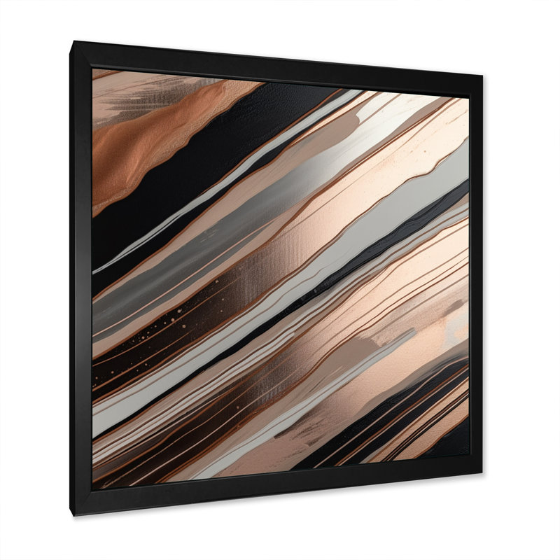 Rosegold embrassant l'essence des lignes VI - impressions sur toile abstraites en marbre, H 24 po x l 24 po x P 1 po