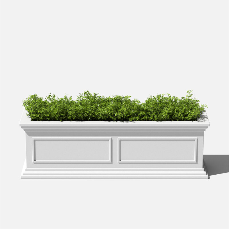 Abram 36" W Double Walled Window Box Planter with Drainage Holes, White, 2