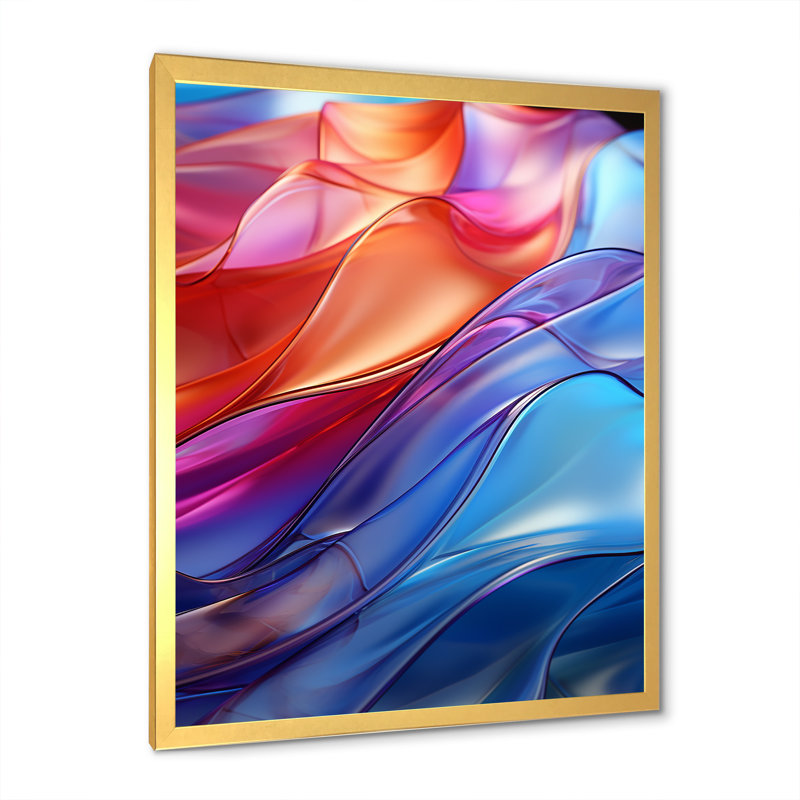 Rainbow Abstract Refractions I - Rainbow Wall Decor, Gold Single Picture Frame, 20" H x 12" W x 1" D