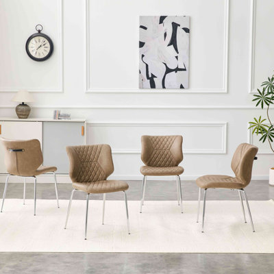 Chaises de salle à manger en cuir avec pieds en métal galvanisé, patins réglables antidérapants, chaises de salle à manger rembourrées à haut dossier et capitonnées