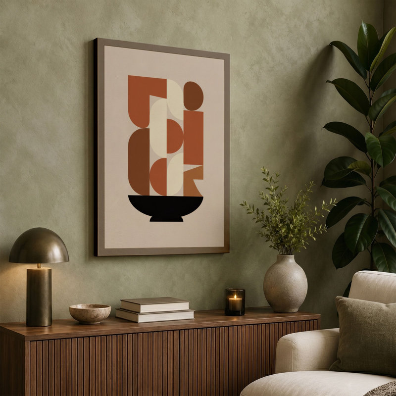 Modernist Geometry Geometric - Wrapped Canvas, 18x12 - 45.7 x 30.5 cm, Taupe Border