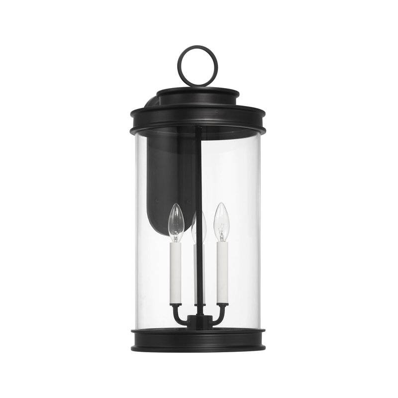 Lanterne murale d'extérieur 3 lumières en noir mat Savoy House Englewood, H 23,5 po x l 10,5 po x P 13 po
