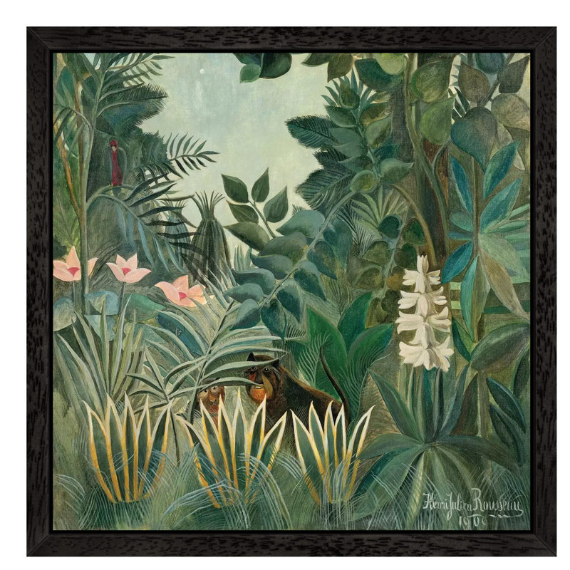 The Equatorial Jungle, 1909 by Henri Rousseau - Wrapped Canvas Painting, 93.98 cm H x 93.98 cm W, Black Framed