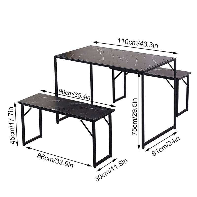 4 - Person Dining Set, Black, Black