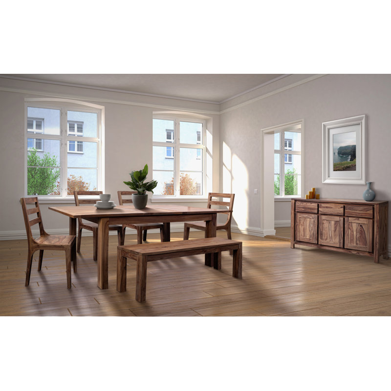 Table de salle à manger extensible en bois massif Kanwal, H 30 po x l 40 po x L 72 po