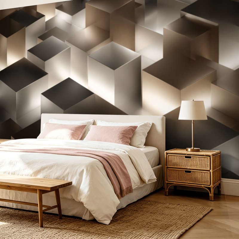 Peler et coller le papier peint adhésif mural de luxe minimaliste en couches, 68.88" L x 96" W