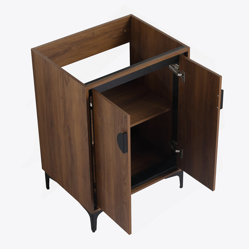 Armoire de rangement de salle de bain avec portes à fermeture douce, meuble-lavabo simple