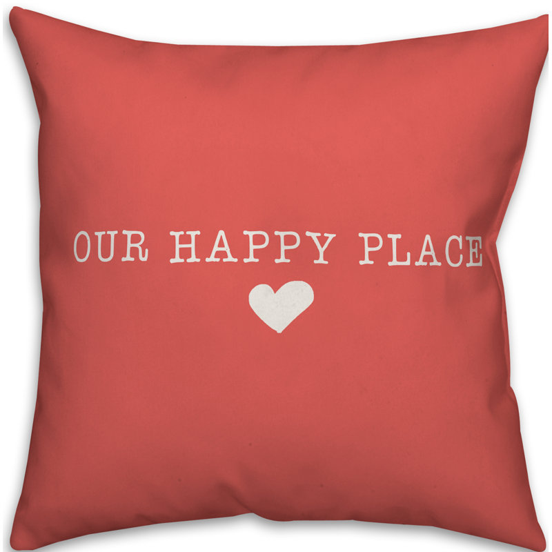 Textual Outdoor Throw Pillow, 16" H x 16" W, Coral
