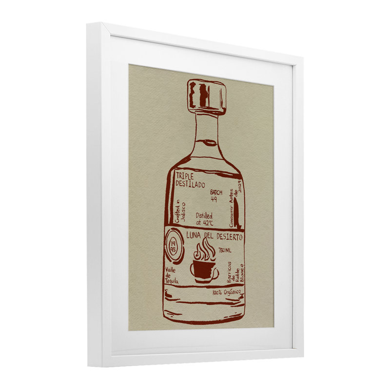 «Minimal Liquor Essence», reproduction sous verre encadrée, design par Melissa Wang, H 16 po x l 13 po, Cadre blanc côtier