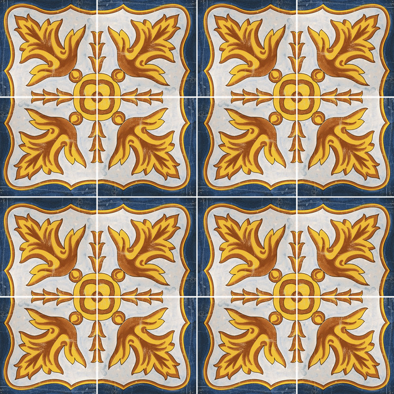 Vita Sole 02 8" x 8" Encaustic Porcelain Wall & Floor Tile