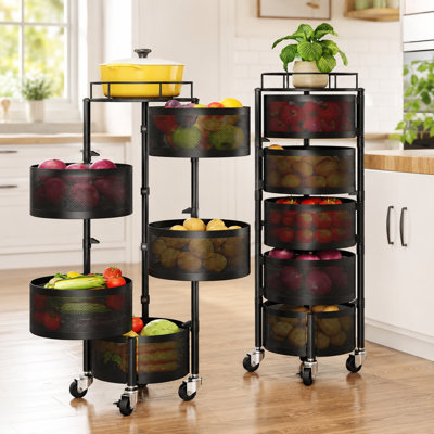 Panier à fruits et légumes à 5 niveaux avec roues pivotantes